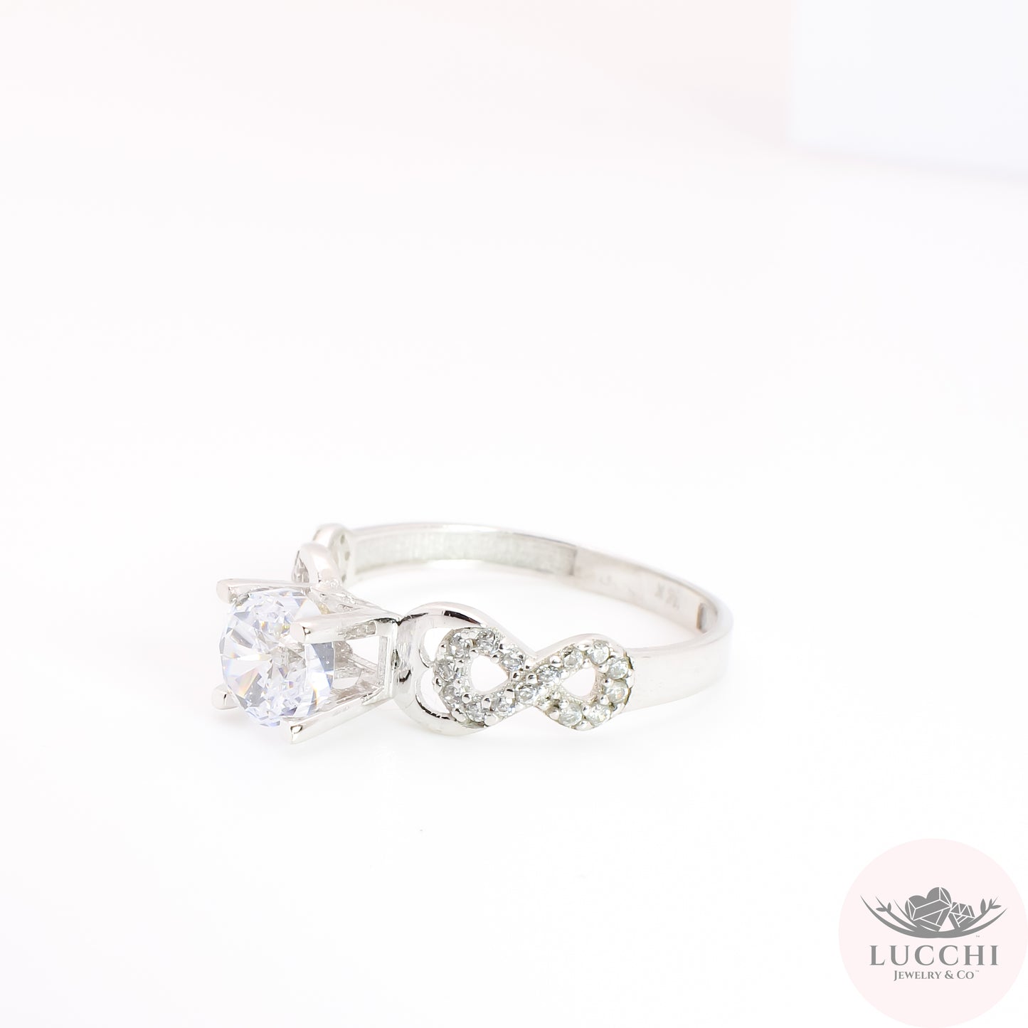 Infinity Solitaire Heart Ring - White - 14k White Gold