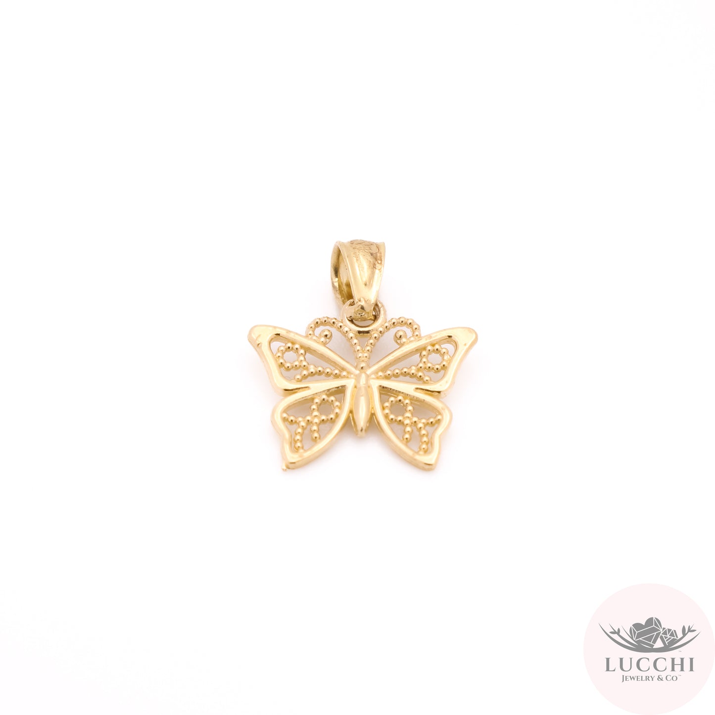 Mini Filigree Butterfly Charm - 14k