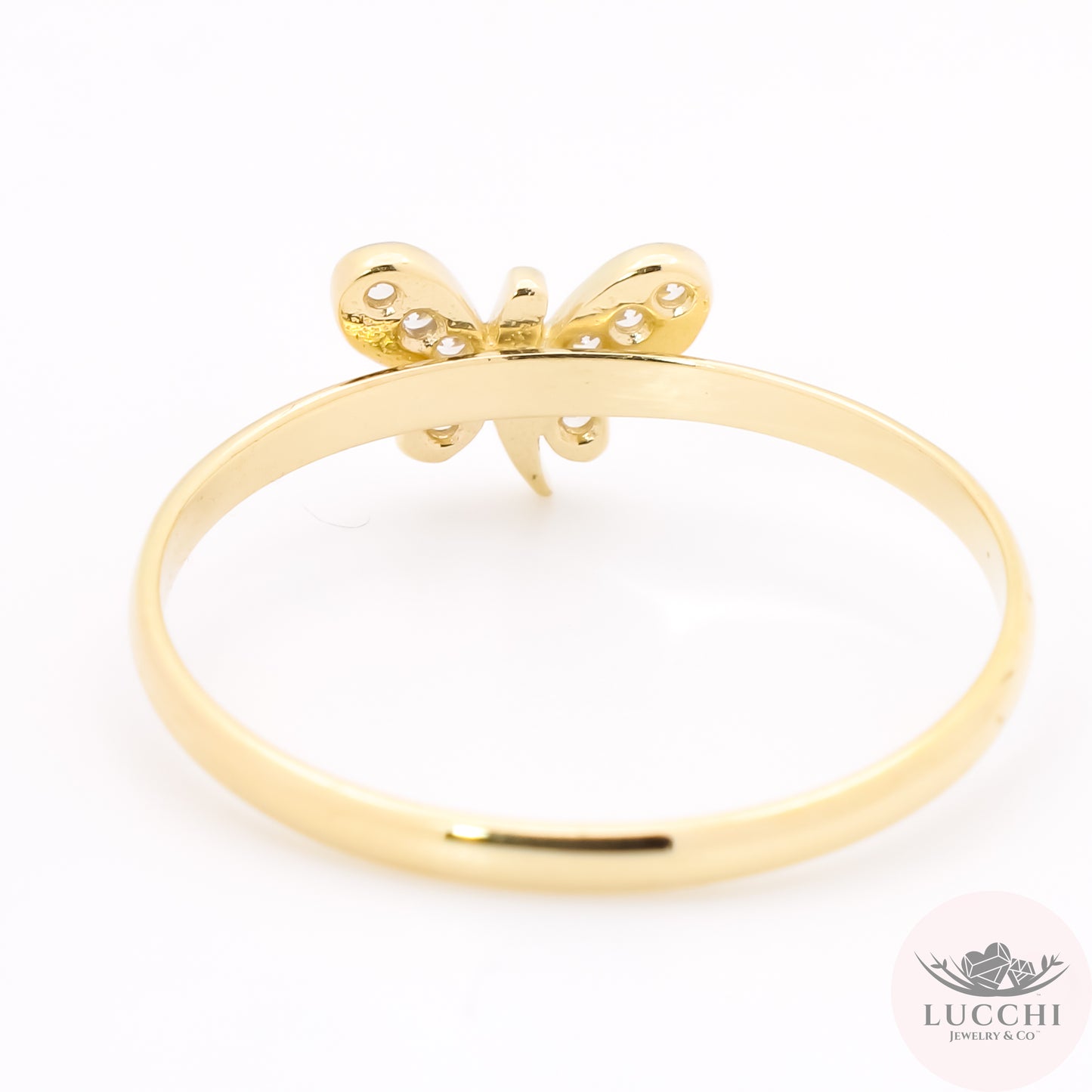 Minimal Slim Butterfly Ring - White - 14k