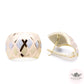 Neo Art Deco Tri Color Omega Earrings - Style 3 - 14k