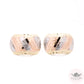 Neo Art Deco Tri Color Stripes & Hammered Omega Earrings - 14k