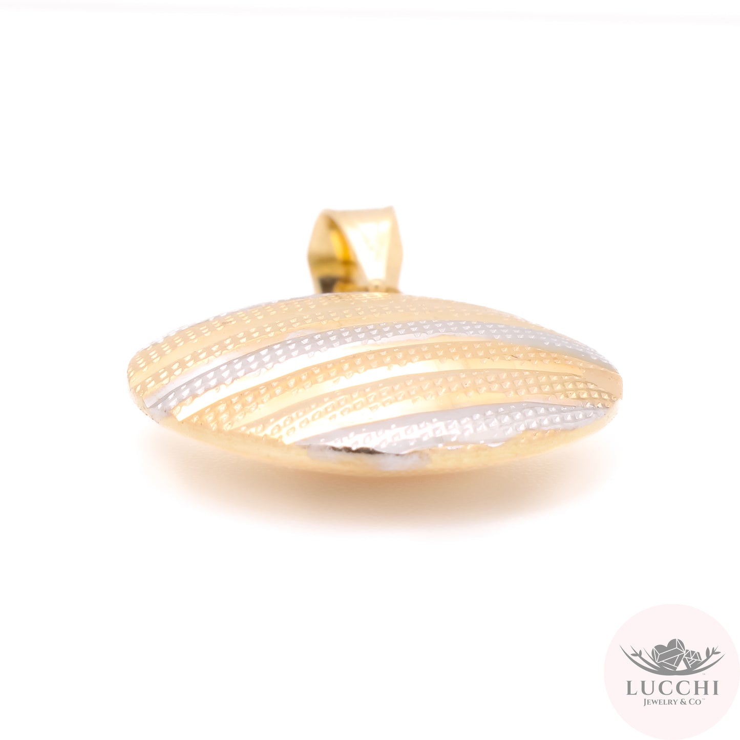 Neo Art Deco Tri Color Stripes and Deboss Charm -14k