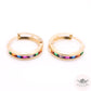 Rainbow Huggies Earrings - Emerald Cuts- 14k