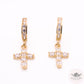 Religious Cross Huggies Earrings - 2.75mm - 14k