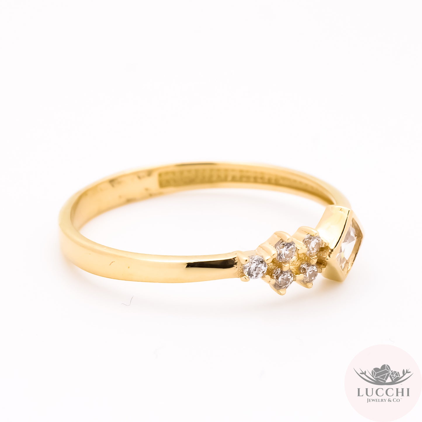 Shooting Square Slim Ring - White - 14k