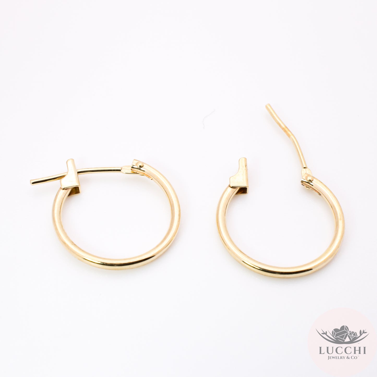 Small 12mm Clasp Lock Hoop Earrings - 14k