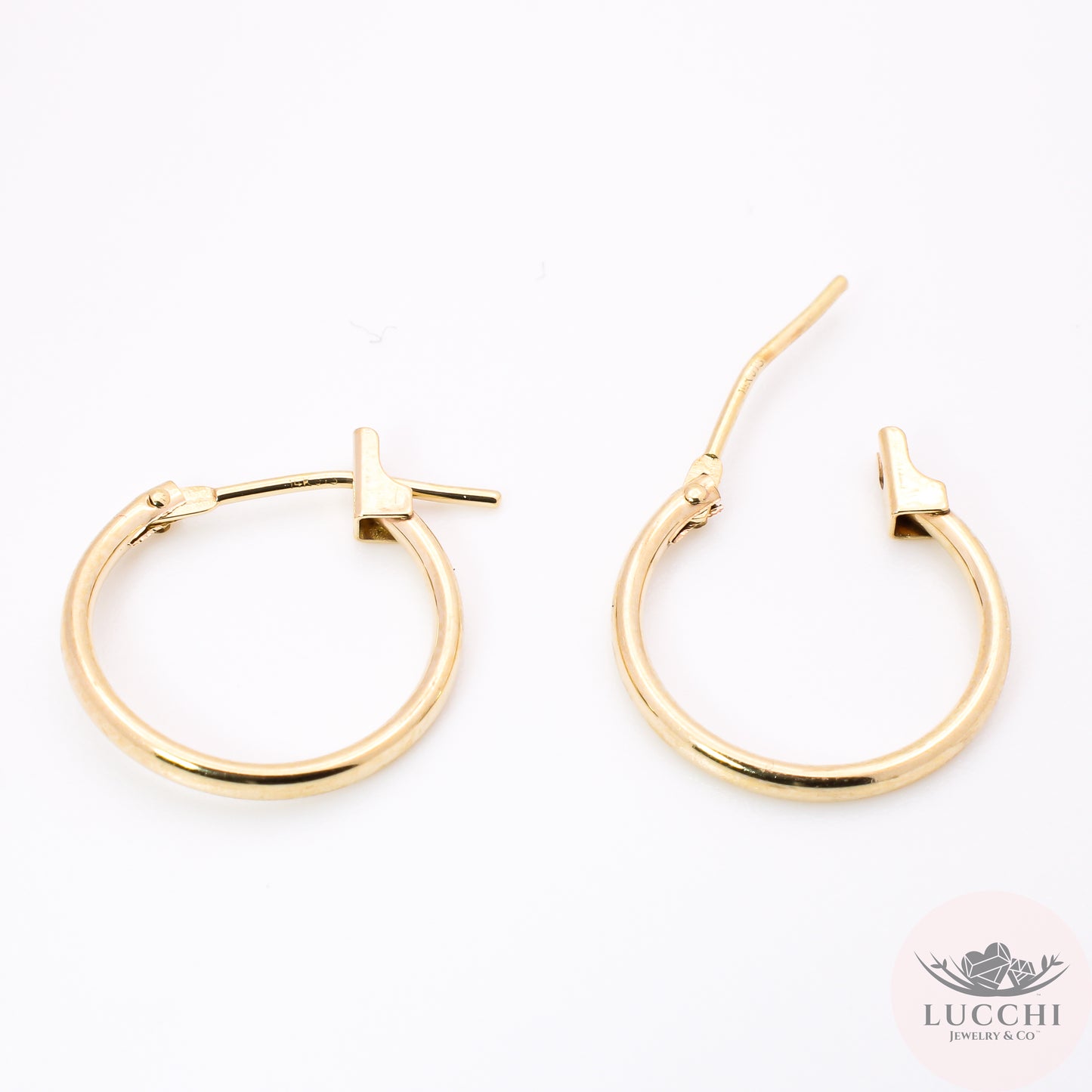 Small 12mm Clasp Lock Hoop Earrings - 14k