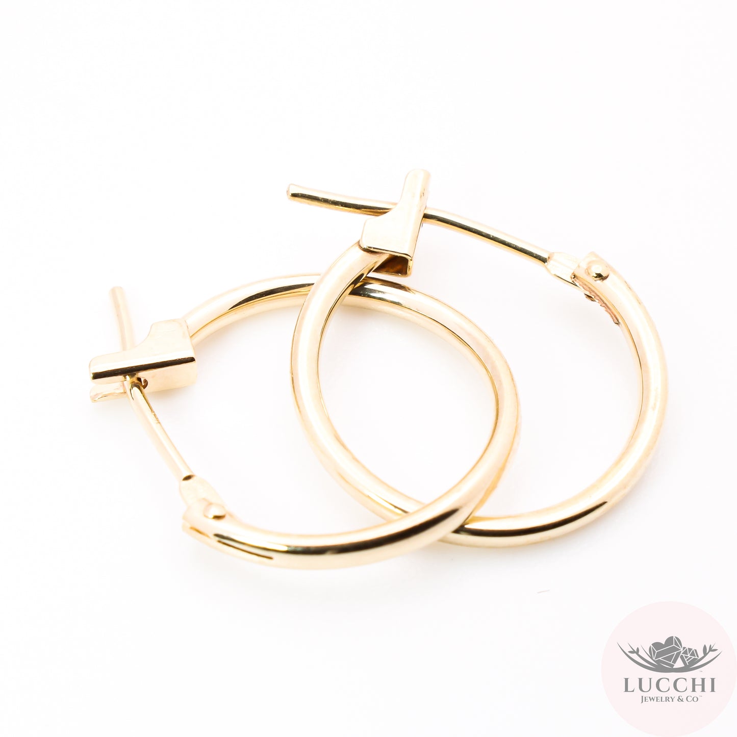 Small 12mm Clasp Lock Hoop Earrings - 14k