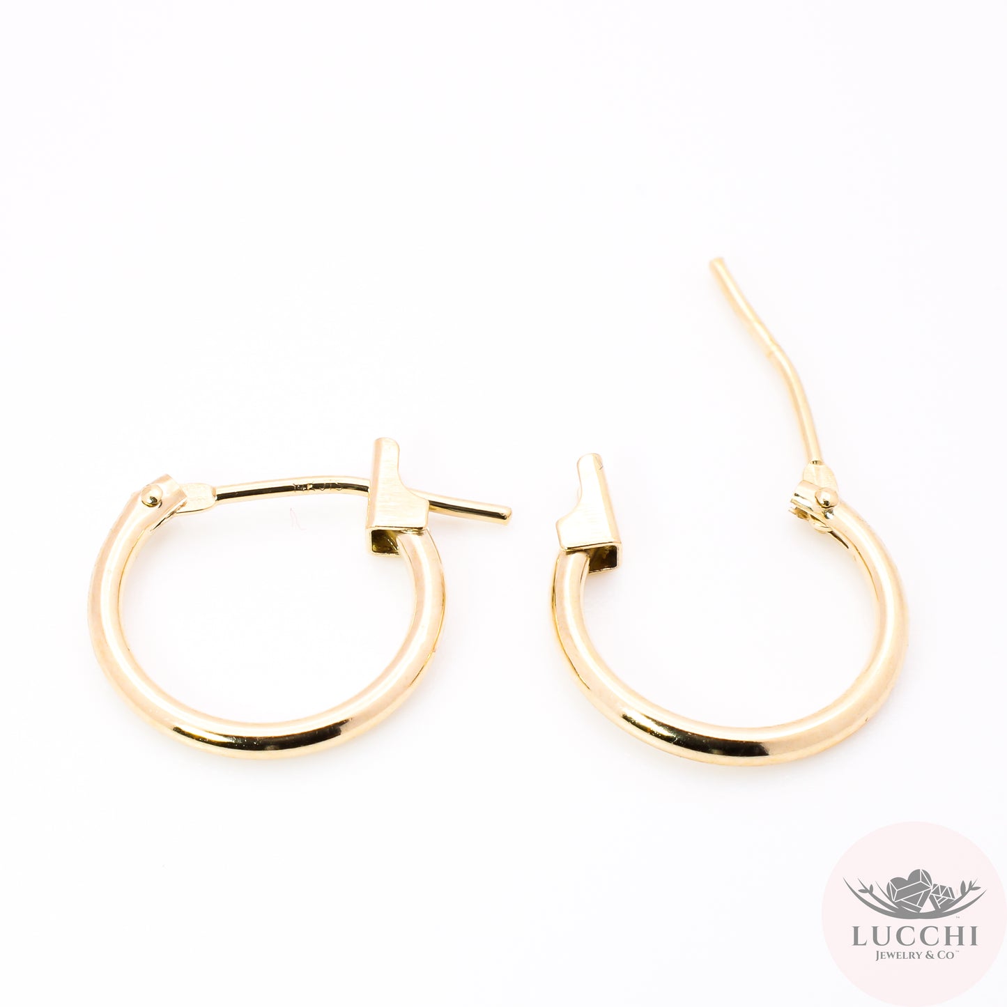 Small 14mm Clasp Lock Hoop Earrings - 14k