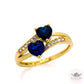 Two Shooting Hearts - Promise x Forever Ring - Sapphire Blue - 14k