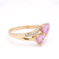 Two Shooting Hearts - Promise x Forever Ring - Baby Pink Rose - 14k